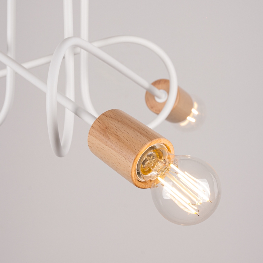 Lestenec EMBER 3xE27/15W/230V bela/bež/bukev
