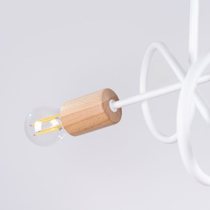 Lestenec EMBER 3xE27/15W/230V bela/bež/bukev