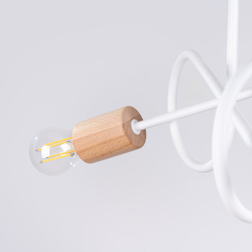 Lestenec EMBER 3xE27/15W/230V bela/bež/bukev