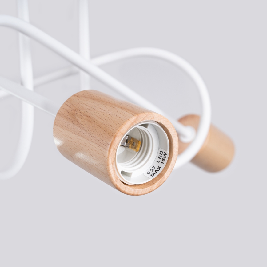 Lestenec EMBER 3xE27/15W/230V bela/bež/bukev