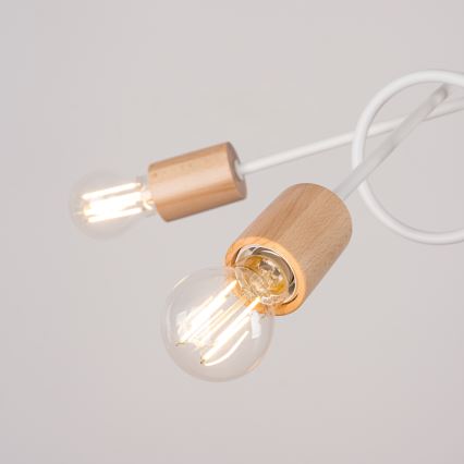 Lestenec EMBER 5xE27/15W/230V bela/bež/bukev