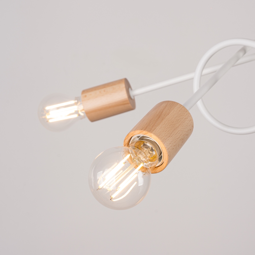 Lestenec EMBER 5xE27/15W/230V bela/bež/bukev