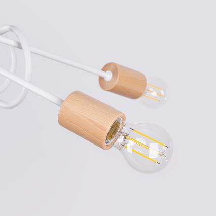Lestenec EMBER 5xE27/15W/230V bela/bež/bukev