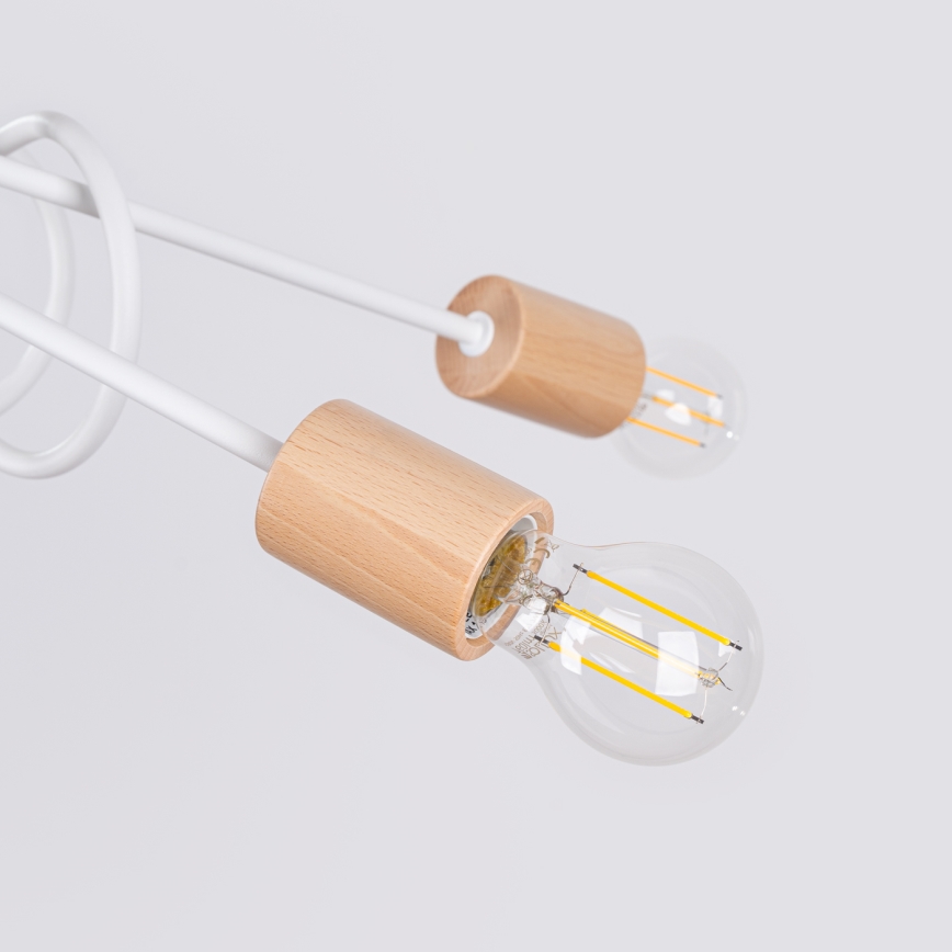 Lestenec EMBER 5xE27/15W/230V bela/bež/bukev