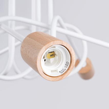 Lestenec EMBER 5xE27/15W/230V bela/bež/bukev