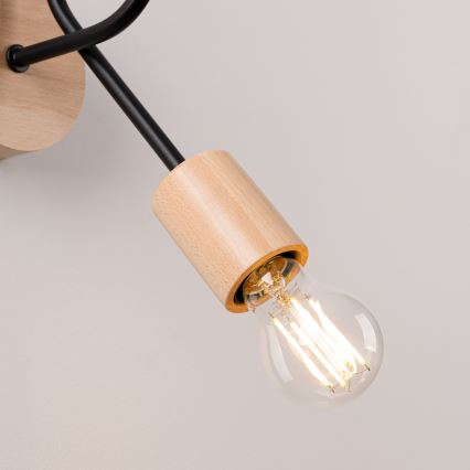 Stenska svetilka EMBER 1xE27/15W/230V črna/bež/bukev