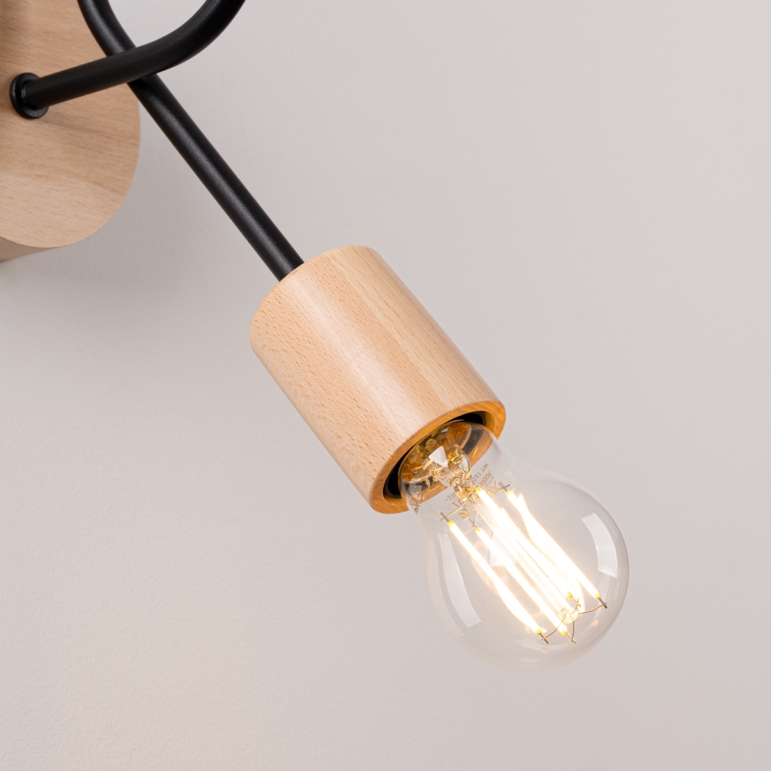 Stenska svetilka EMBER 1xE27/15W/230V črna/bež/bukev