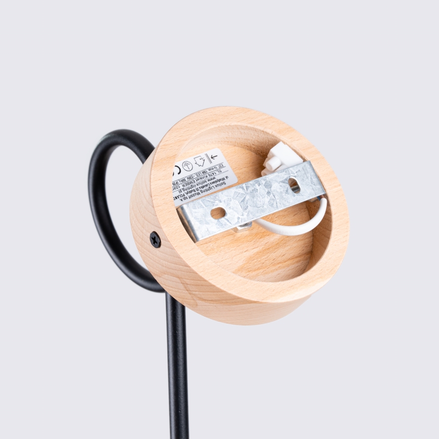 Stenska svetilka EMBER 1xE27/15W/230V črna/bež/bukev