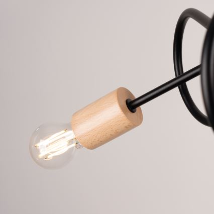 Lestenec EMBER 3xE27/15W/230V črna/bež/bukev