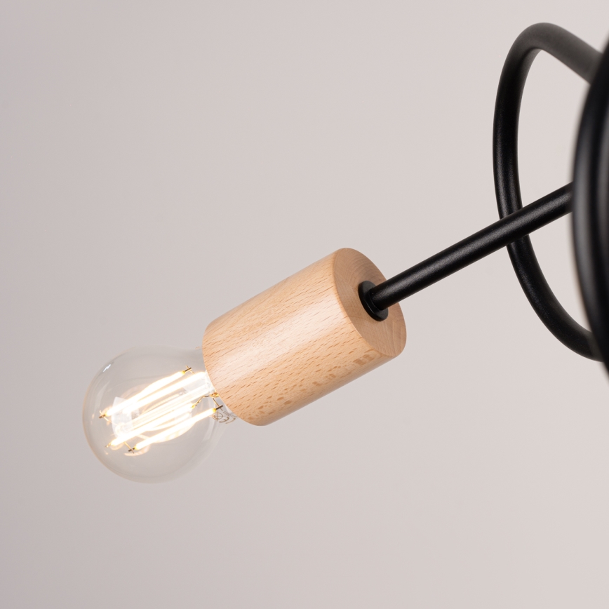Lestenec EMBER 3xE27/15W/230V črna/bež/bukev