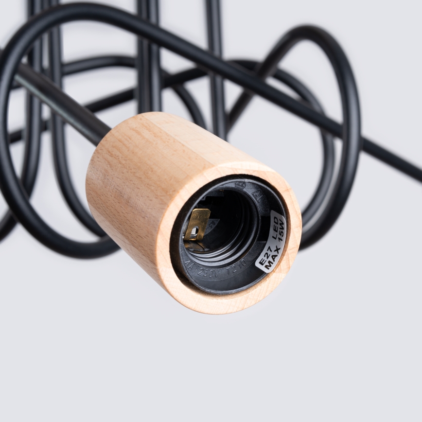 Lestenec EMBER 5xE27/15W/230V črna/bež/bukev