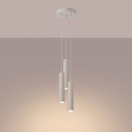 Lestenec na vrvici LAGOS 3xGU10/10W/230V krem barva