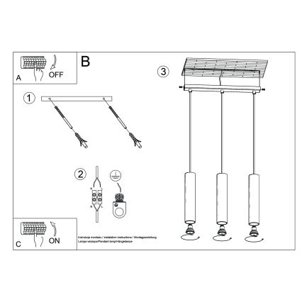 Lestenec na vrvici LAGOS 3xGU10/10W/230V zelena
