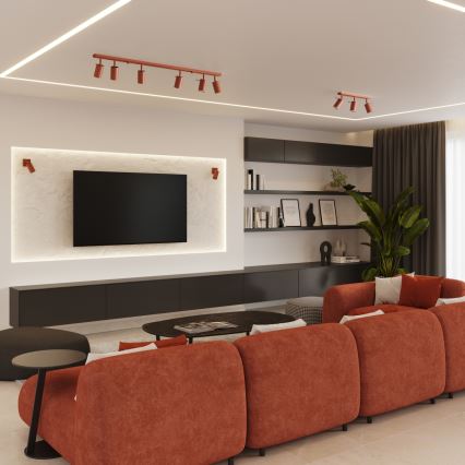 Reflektor RING 6xGU10/10W/230V rdeča