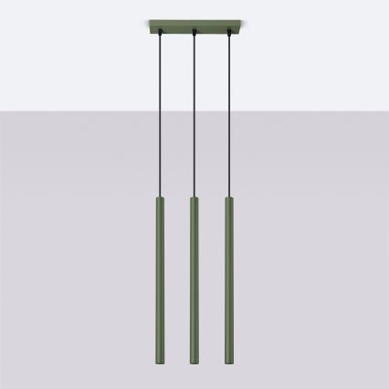 Lestenec na vrvici PASTELO 3xG9/8W/230V zelena