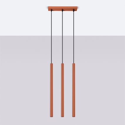 Lestenec na vrvici PASTELO 3xG9/8W/230V rdeča