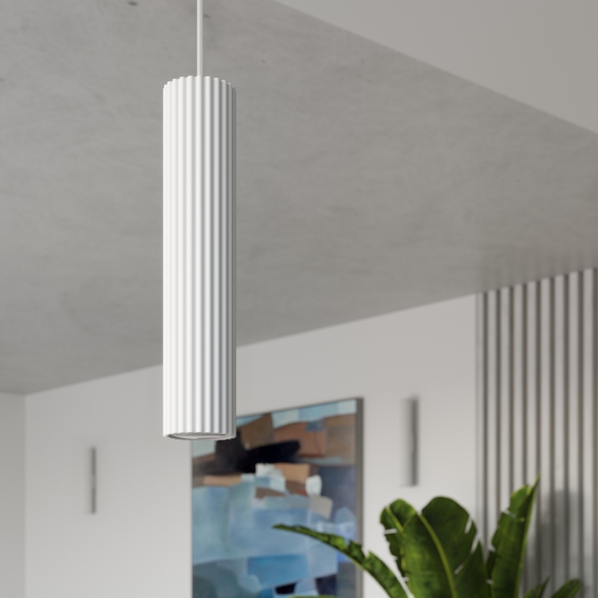 Lestenec na vrvici KARBON 1xGU10/10W/230V bela