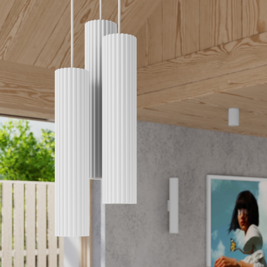 Lestenec na vrvici KARBON 3xGU10/10W/230V bela