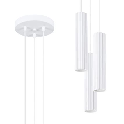 Lestenec na vrvici KARBON 3xGU10/10W/230V bela