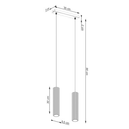 Lestenec na vrvici KARBON 2xGU10/10W/230V zlata