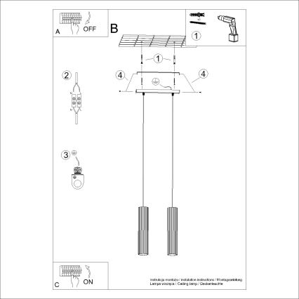 Lestenec na vrvici KARBON 2xGU10/10W/230V zlata