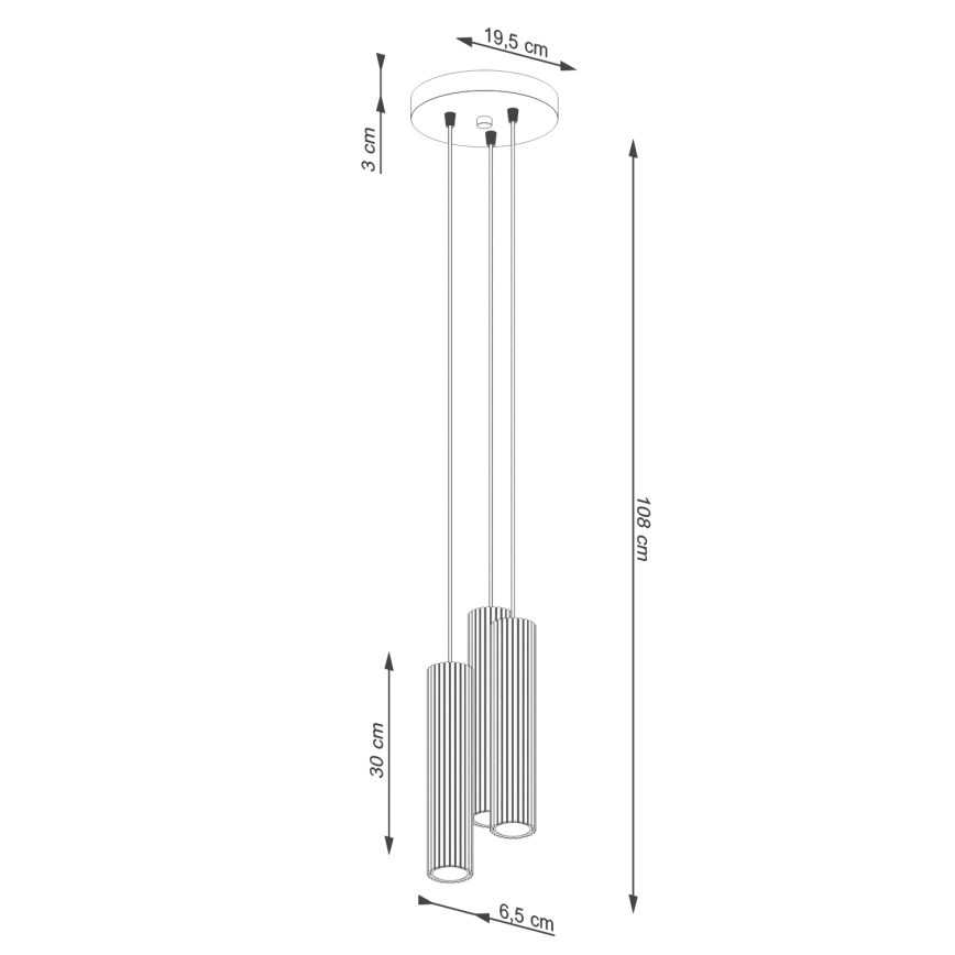Lestenec na vrvici KARBON 3xGU10/10W/230V zlata