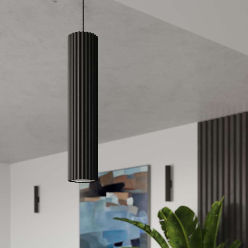 Lestenec na vrvici KARBON 1xGU10/10W/230V črna