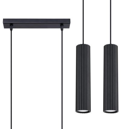 Lestenec na vrvici KARBON 2xGU10/10W/230V črna
