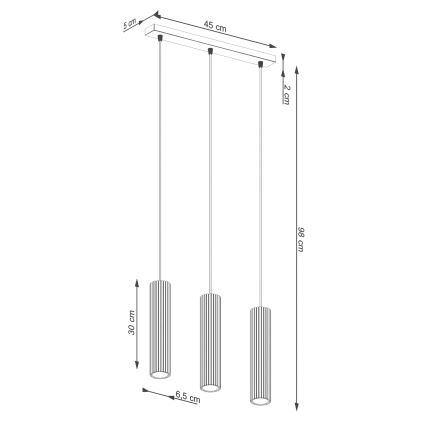 Lestenec na vrvici KARBON 3xGU10/10W/230V krem barva