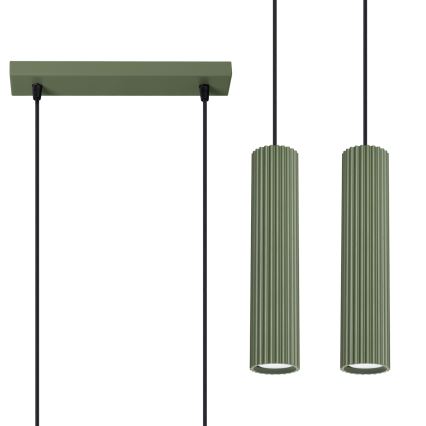Lestenec na vrvici KARBON 2xGU10/10W/230V zelena