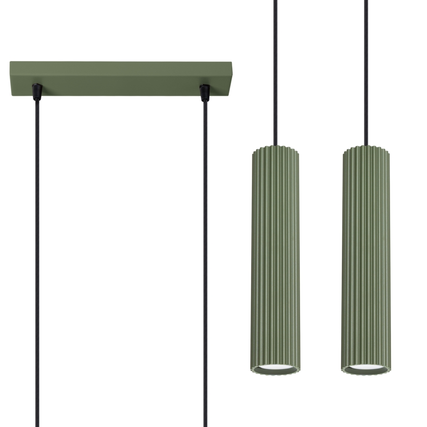 Lestenec na vrvici KARBON 2xGU10/10W/230V zelena