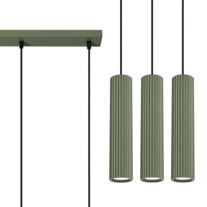 Lestenec na vrvici KARBON 3xGU10/10W/230V zelena