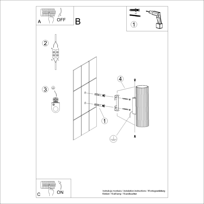 Stenska svetilka KARBON 2xGU10/10W/230V črna