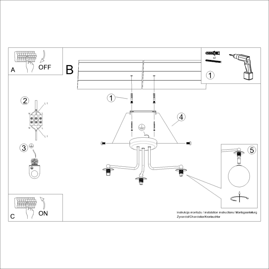 Lestenec na drogu ASTRAL 3xG9/8W/230V bela
