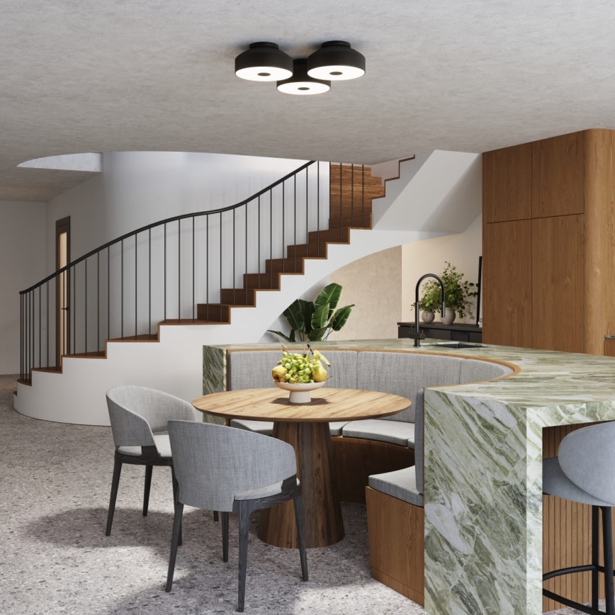 Stropna svetilka OMIQ 4xE27/15W/230V, premer 30 cm, črna