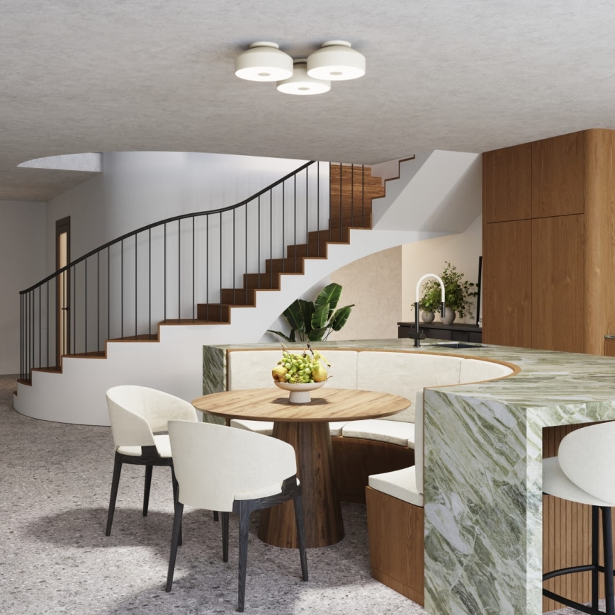 Stropna svetilka OMIQ 4xE27/15W/230V, premer 30 cm, kremna