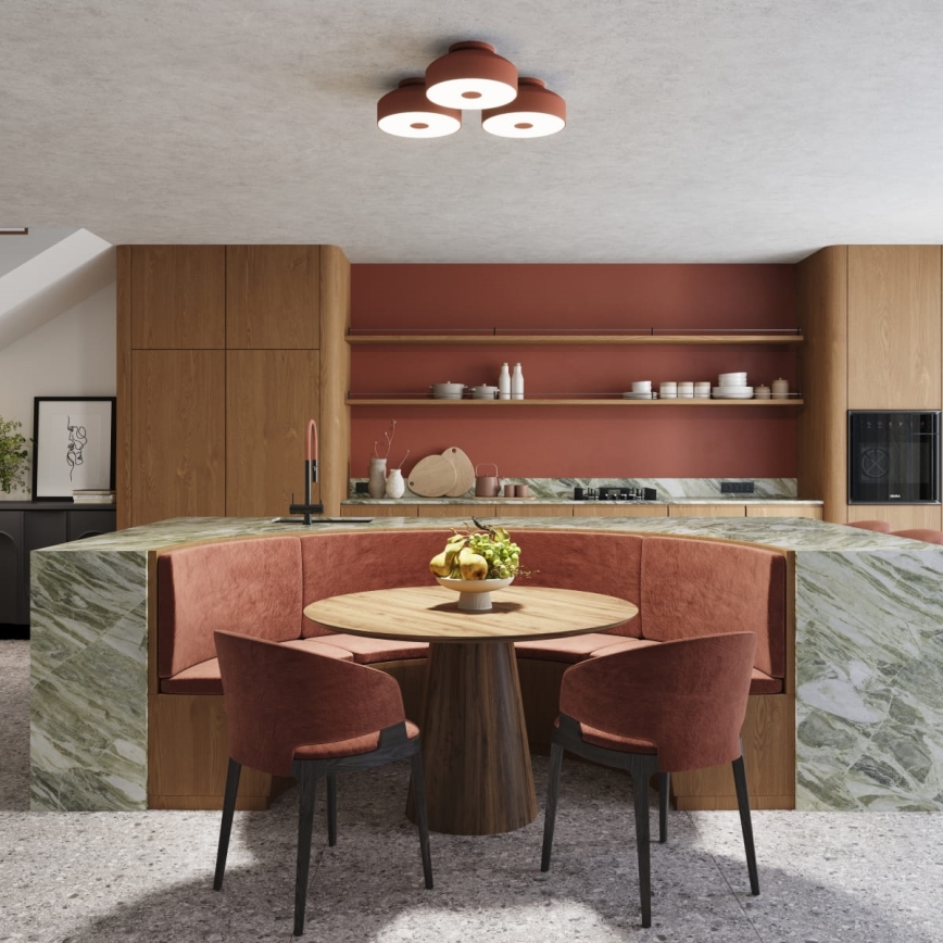 Stropna svetilka OMIQ 4xE27/15W/230V premer 30 cm rdeča