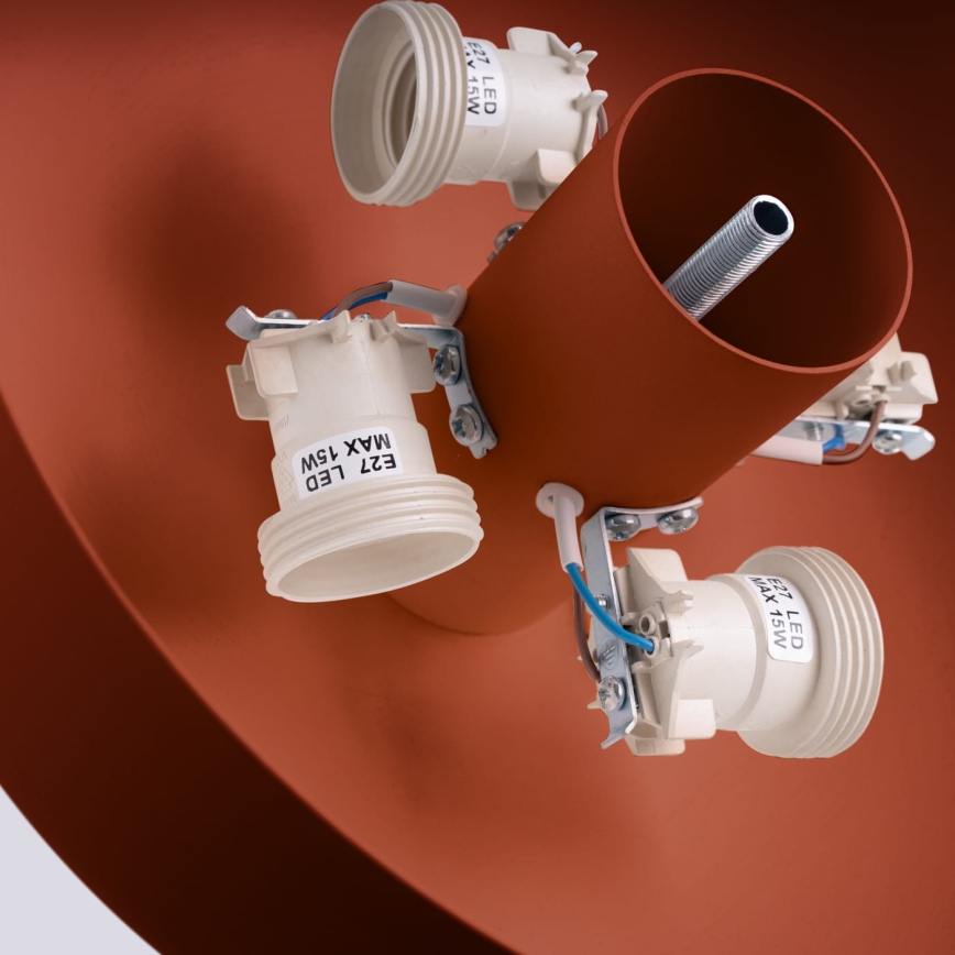 Stropna svetilka OMIQ 4xE27/15W/230V premer 30 cm rdeča