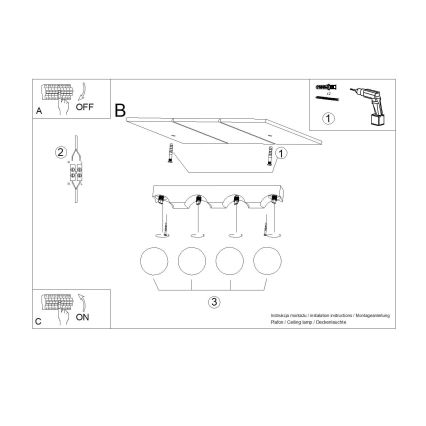 Stropna svetilka BULBO 4xG9/8W/230V bukev/bela