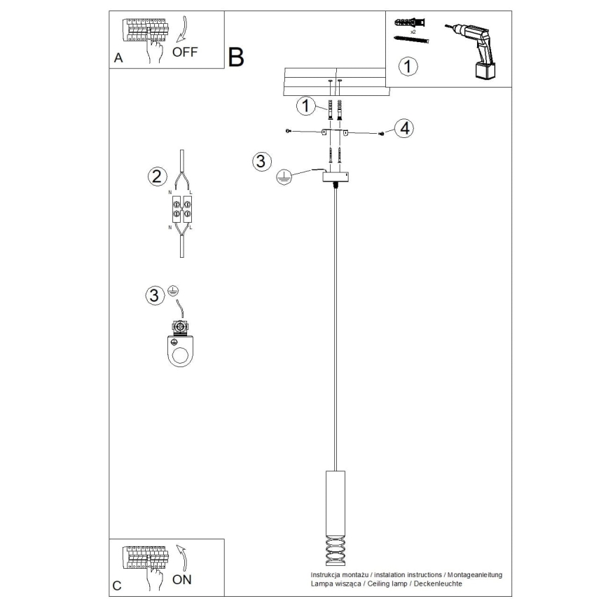 Lestenec na vrvici LAMI 1xGU10/10W/230V bela