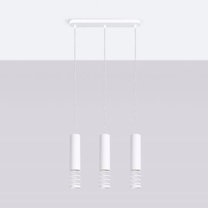 Lestenec na vrvici LAMI 3xGU10/10W/230V bela