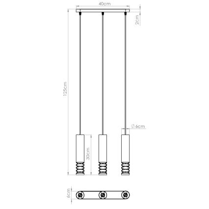 Lestenec na vrvici LAMI 3xGU10/10W/230V bela