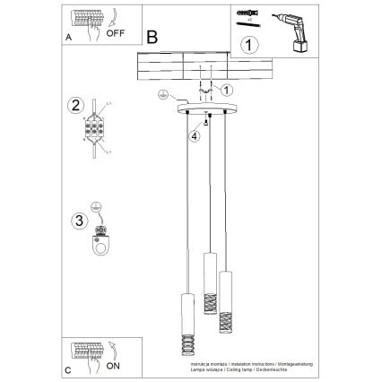 Lestenec na vrvici LAMI 3xGU10/10W/230V bela