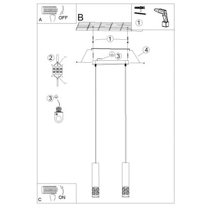 Lestenec na vrvici LIRO 2xGU10/10W/230V bela