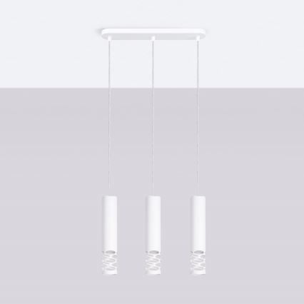 Lestenec na vrvici LIRO 3xGU10/10W/230V bela