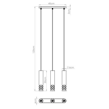 Lestenec na vrvici LIRO 3xGU10/10W/230V bela
