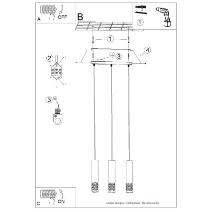 Lestenec na vrvici LIRO 3xGU10/10W/230V bela