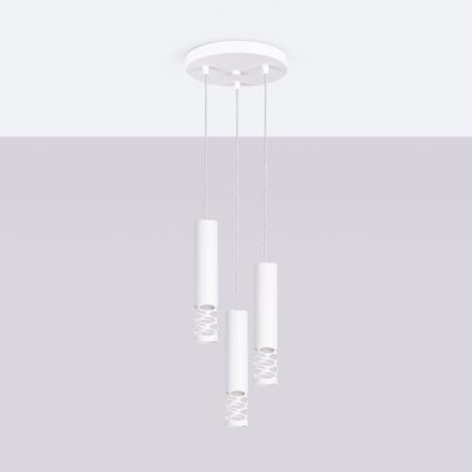 Lestenec na vrvici LIRO 3xGU10/10W/230V bela