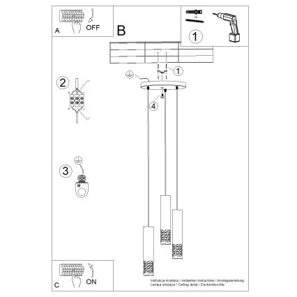 Lestenec na vrvici LIRO 3xGU10/10W/230V bela