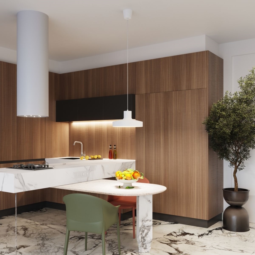 Lestenec na vrvici BILO 1xE27/15W/230V pr. 35 cm bela